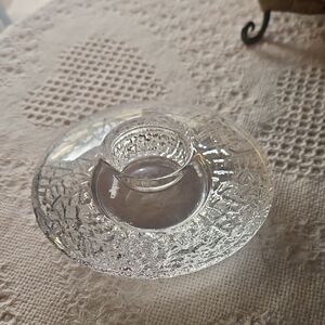 Orrefors Kosta Boda Clear Textured Glass Candle Holder